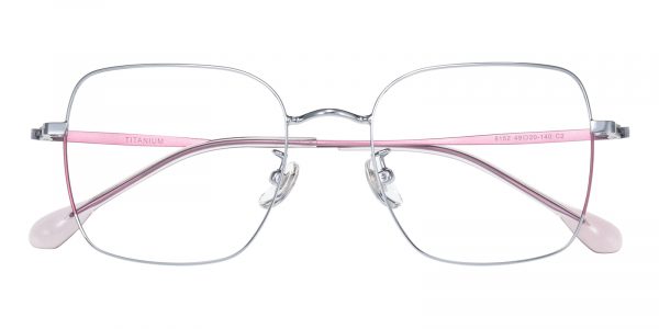 Women's Square Eyeglasses Full Frame Titanium Silver/Pink - FT0291